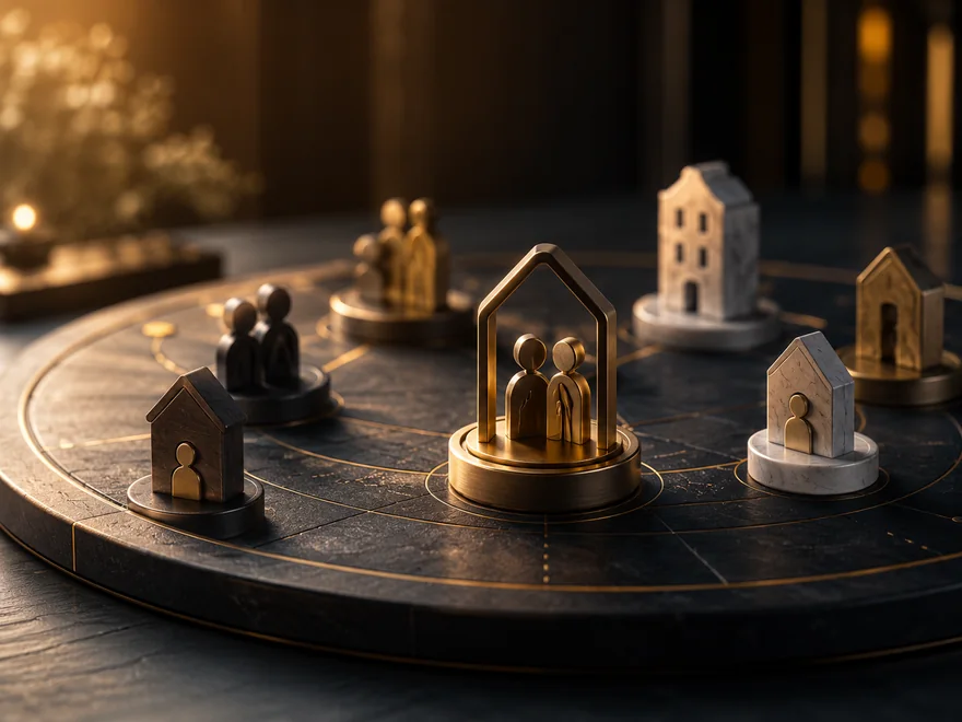 Strategie-Board mit kleinen Häuschen — Modellfinder